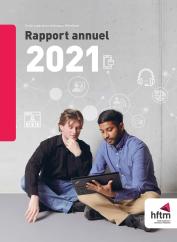 Deux ES étudiants dans le cover de la rapport annuel 2021 de la hftm
