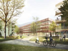 Campus Technik Grenchen - Gebäudeaussenansicht - Entwurf - Wohnen und Bildung
